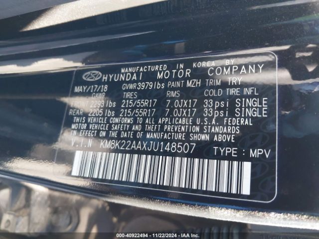 Photo 8 VIN: KM8K22AAXJU148507 - HYUNDAI KONA 