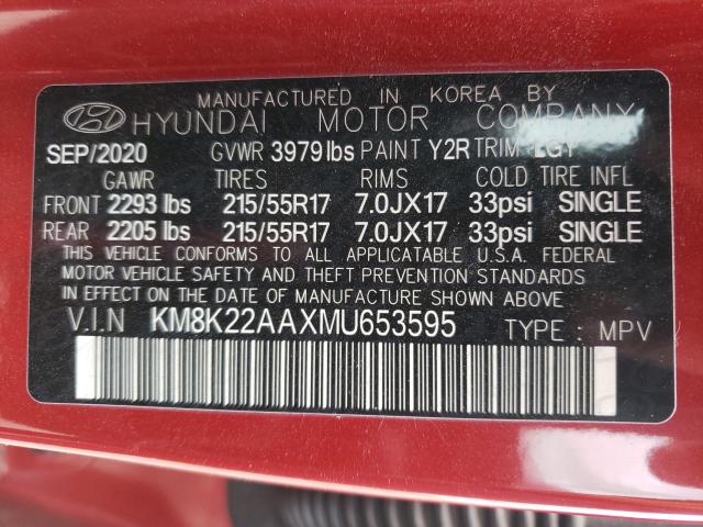 Photo 9 VIN: KM8K22AAXMU653595 - HYUNDAI KONA SEL 