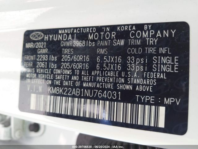 Photo 8 VIN: KM8K22AB1NU764031 - HYUNDAI KONA 