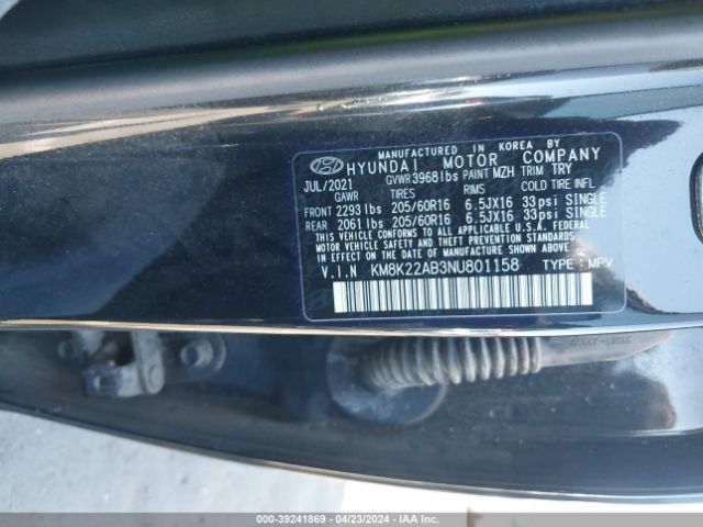 Photo 8 VIN: KM8K22AB3NU801158 - HYUNDAI KONA 