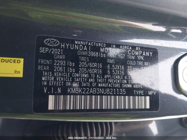 Photo 8 VIN: KM8K22AB3NU821135 - HYUNDAI KONA 