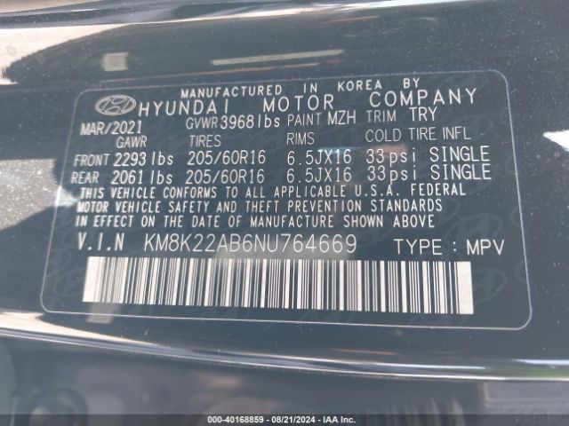 Photo 8 VIN: KM8K22AB6NU764669 - HYUNDAI KONA 