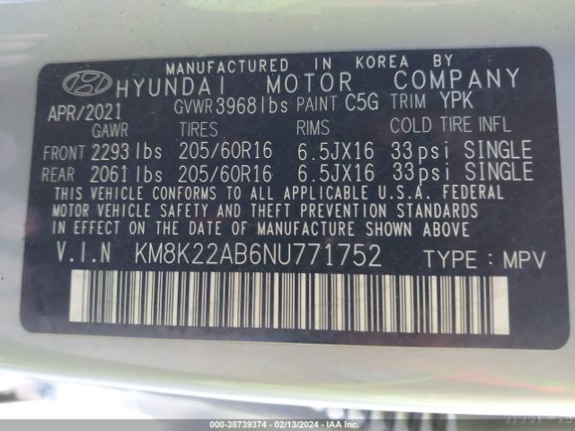 Photo 8 VIN: KM8K22AB6NU771752 - MAZDA 6 