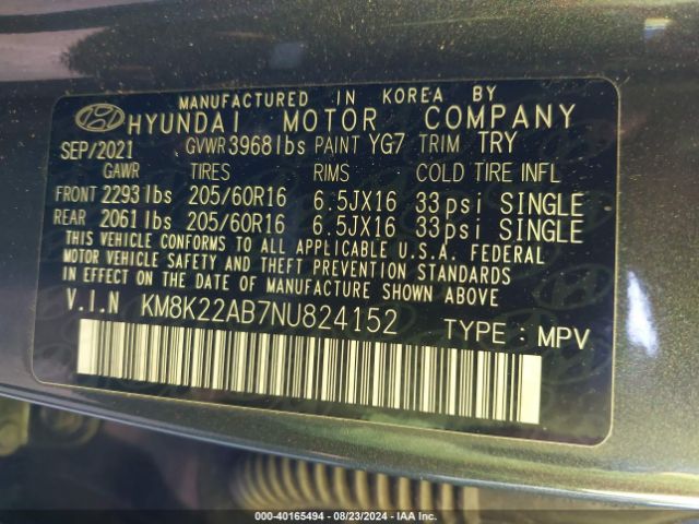 Photo 8 VIN: KM8K22AB7NU824152 - HYUNDAI KONA 