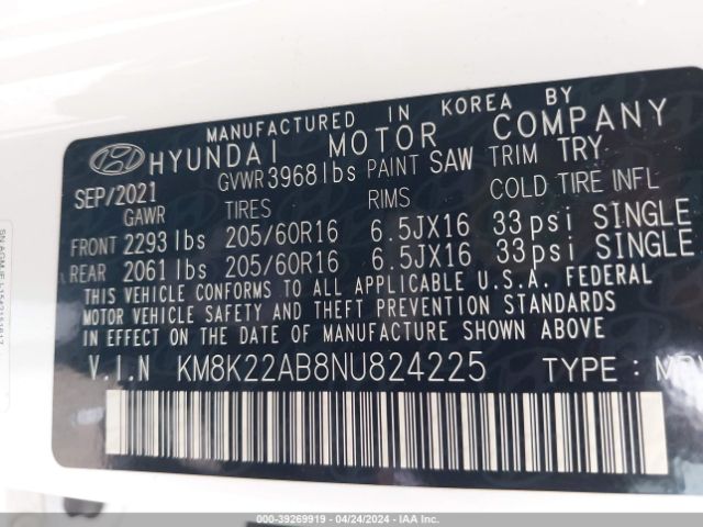 Photo 8 VIN: KM8K22AB8NU824225 - HYUNDAI KONA 