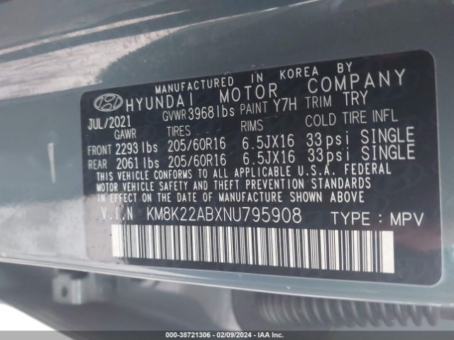 Photo 8 VIN: KM8K22ABXNU795908 - HYUNDAI KONA 