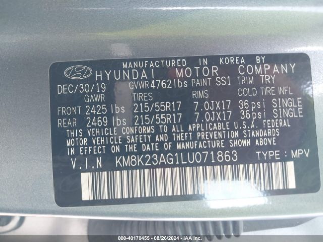 Photo 8 VIN: KM8K23AG1LU071863 - HYUNDAI KONA 