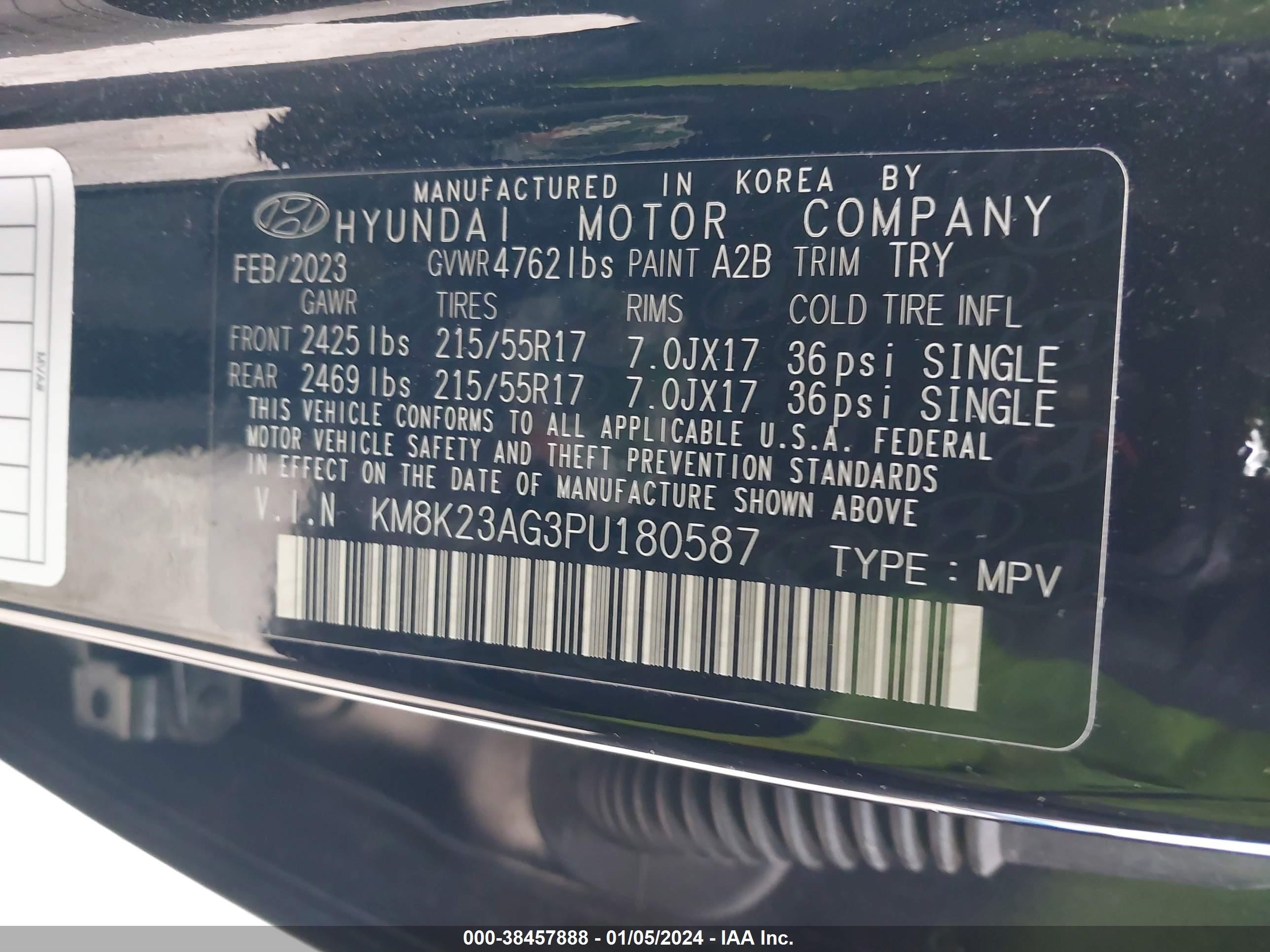 Photo 8 VIN: KM8K23AG3PU180587 - HYUNDAI KONA 