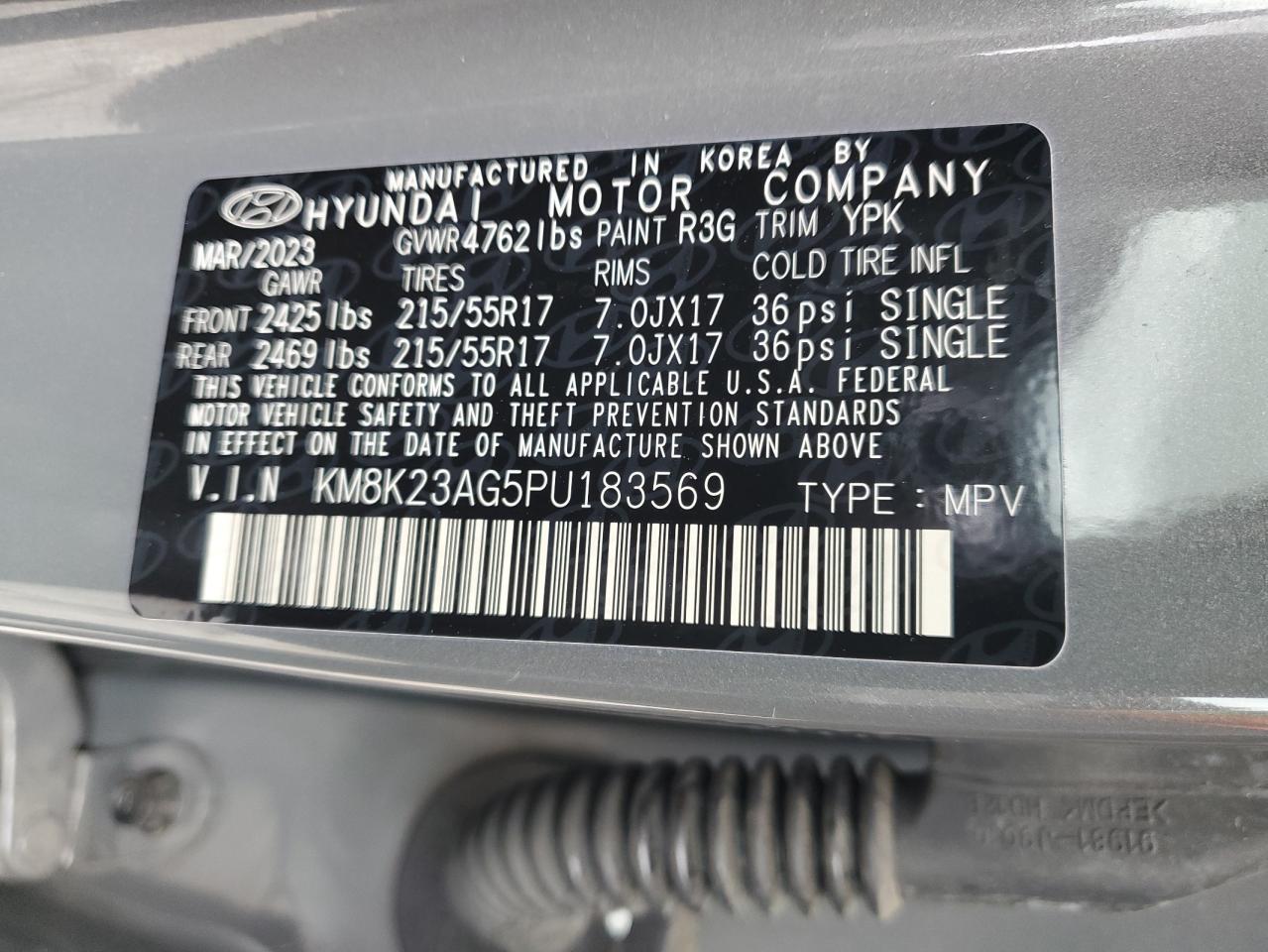 Photo 11 VIN: KM8K23AG5PU183569 - HYUNDAI KONA 