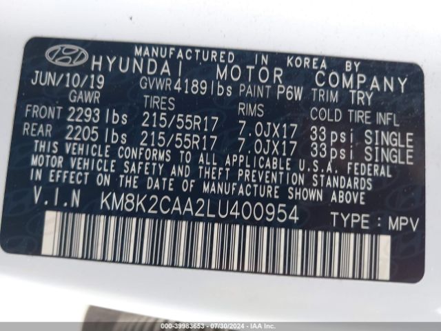 Photo 8 VIN: KM8K2CAA2LU400954 - HYUNDAI KONA 