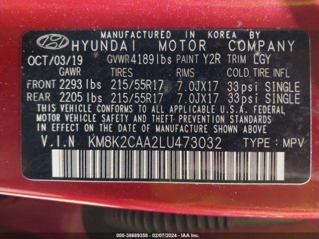 Photo 8 VIN: KM8K2CAA2LU473032 - HYUNDAI KONA 