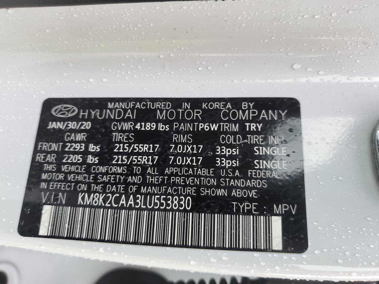 Photo 11 VIN: KM8K2CAA3LU553830 - HYUNDAI KONA 