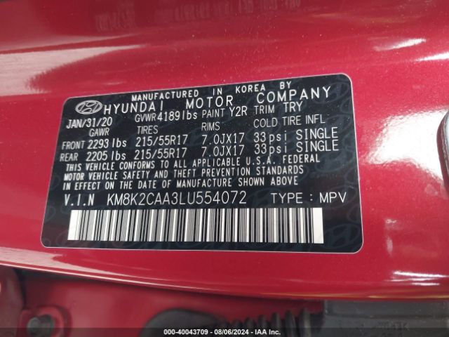 Photo 8 VIN: KM8K2CAA3LU554072 - HYUNDAI KONA 