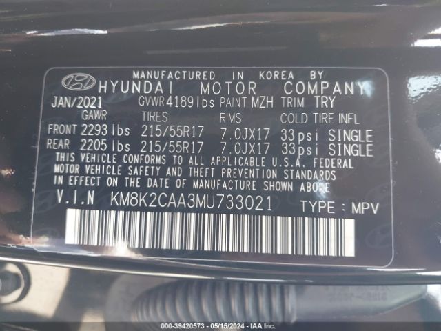 Photo 8 VIN: KM8K2CAA3MU733021 - HYUNDAI KONA 