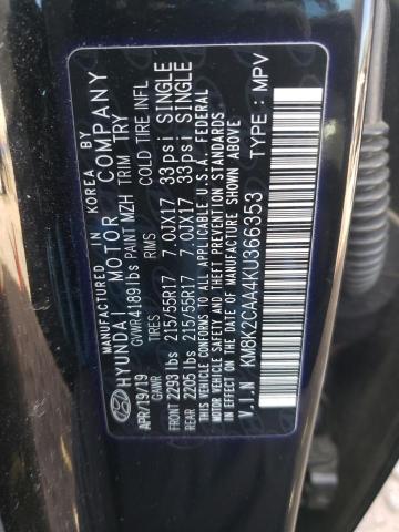 Photo 12 VIN: KM8K2CAA4KU366353 - HYUNDAI KONA SEL 