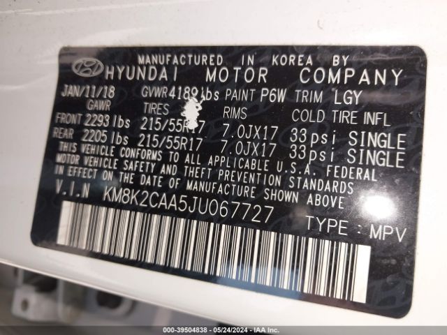 Photo 8 VIN: KM8K2CAA5JU067727 - HYUNDAI KONA 