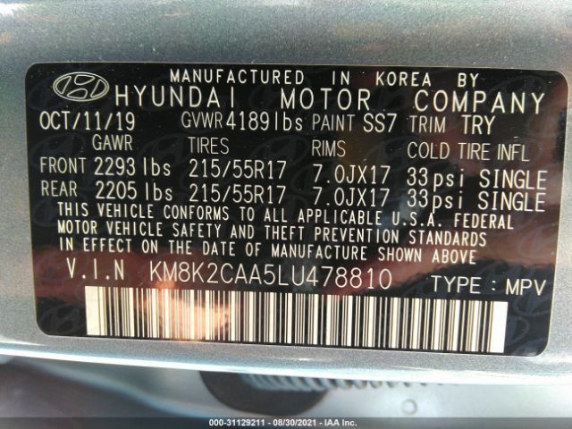 Photo 8 VIN: KM8K2CAA5LU478810 - HYUNDAI KONA 