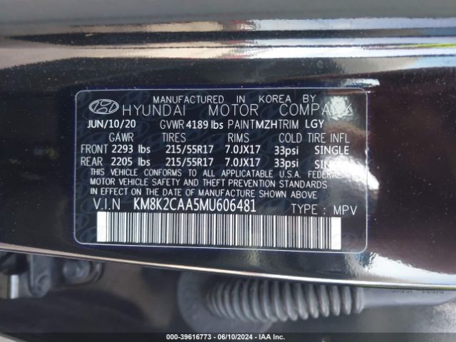 Photo 8 VIN: KM8K2CAA5MU606481 - HYUNDAI KONA 