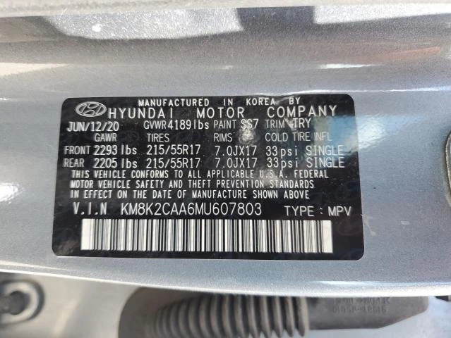 Photo 11 VIN: KM8K2CAA6MU607803 - HYUNDAI KONA SEL 