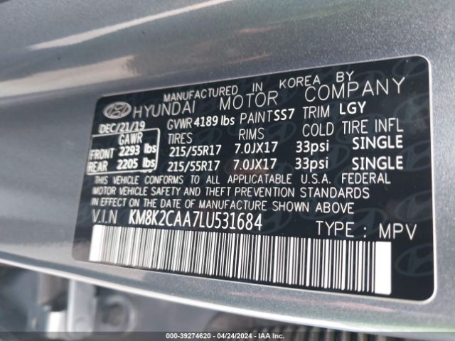 Photo 8 VIN: KM8K2CAA7LU531684 - HYUNDAI KONA 