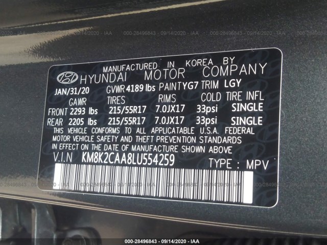 Photo 8 VIN: KM8K2CAA8LU554259 - HYUNDAI KONA 