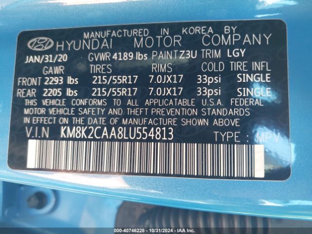 Photo 8 VIN: KM8K2CAA8LU554813 - HYUNDAI KONA 