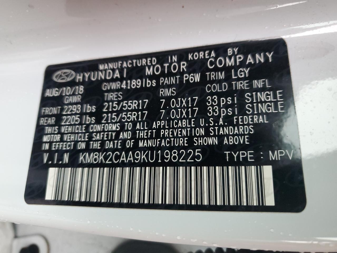 Photo 11 VIN: KM8K2CAA9KU198225 - HYUNDAI KONA 