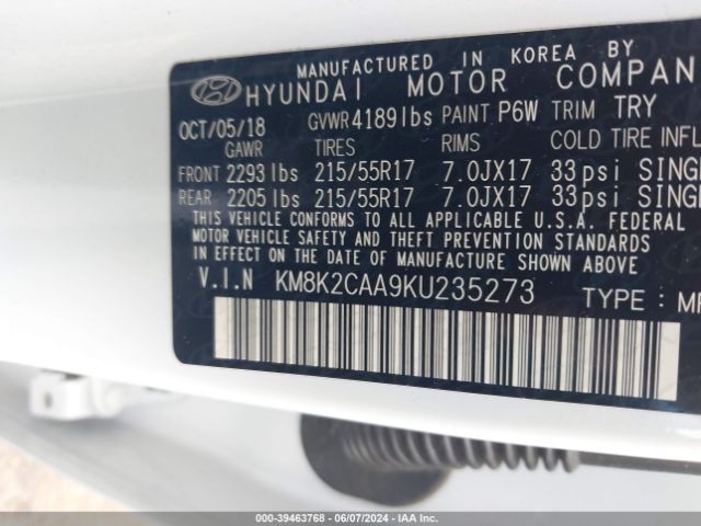 Photo 8 VIN: KM8K2CAA9KU235273 - HYUNDAI KONA 