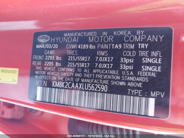 Photo 8 VIN: KM8K2CAAXLU562590 - HYUNDAI KONA 