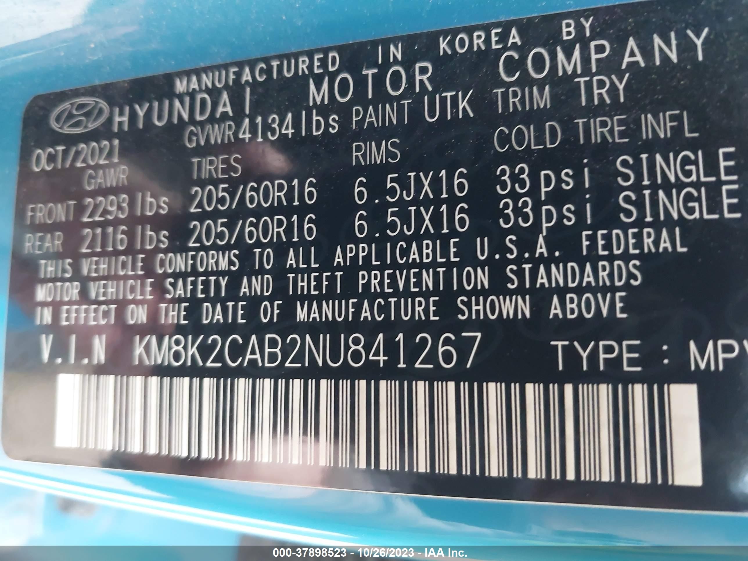 Photo 8 VIN: KM8K2CAB2NU841267 - HYUNDAI KONA 