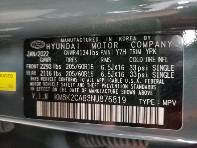 Photo 9 VIN: KM8K2CAB3NU876819 - HYUNDAI KONA SEL 