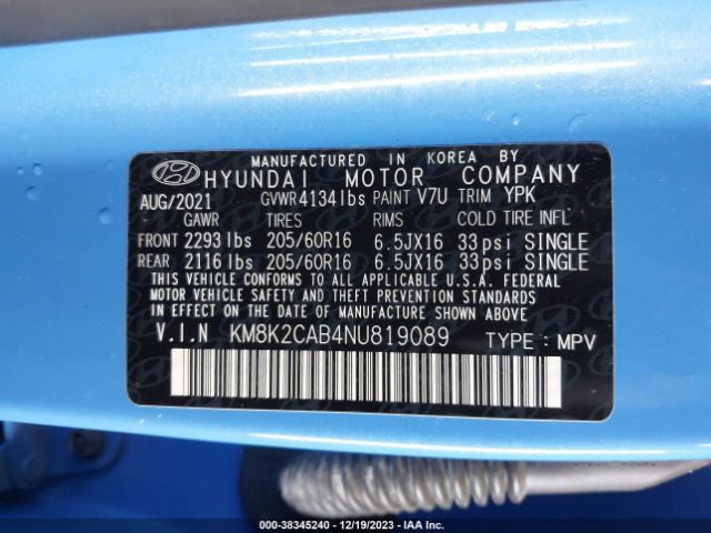 Photo 8 VIN: KM8K2CAB4NU819089 - HYUNDAI KONA 