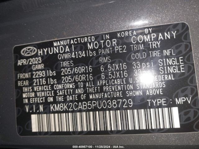 Photo 8 VIN: KM8K2CAB5PU038729 - HYUNDAI KONA 