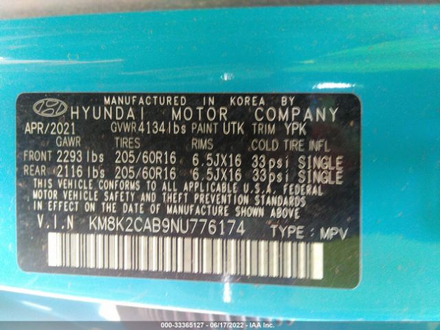 Photo 8 VIN: KM8K2CAB9NU776174 - HYUNDAI KONA 