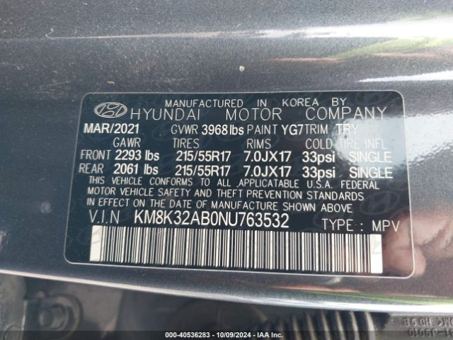 Photo 8 VIN: KM8K32AB0NU763532 - HYUNDAI KONA 