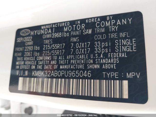 Photo 8 VIN: KM8K32AB0PU965046 - HYUNDAI KONA 