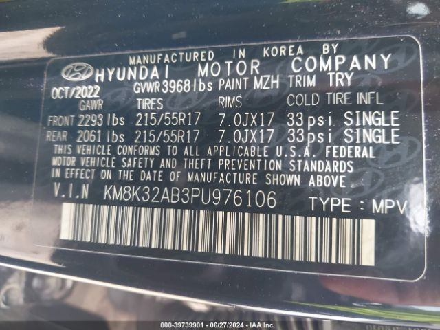 Photo 8 VIN: KM8K32AB3PU976106 - HYUNDAI KONA 