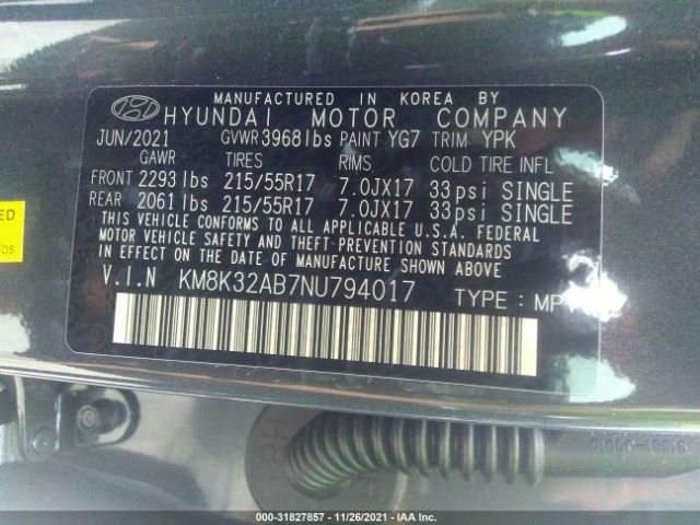 Photo 8 VIN: KM8K32AB7NU794017 - HYUNDAI KONA 