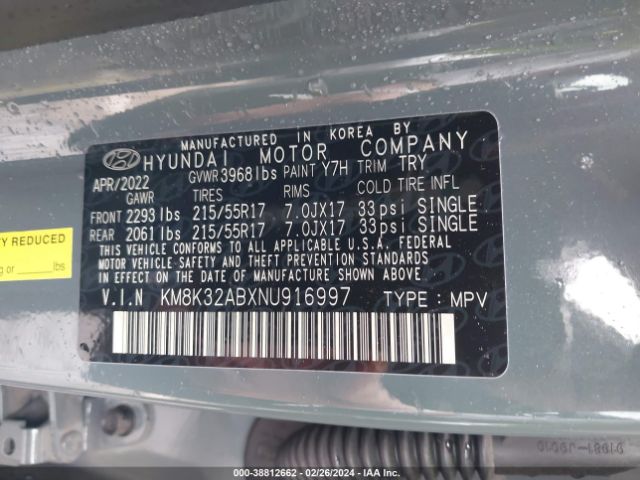 Photo 8 VIN: KM8K32ABXNU916997 - HYUNDAI KONA 