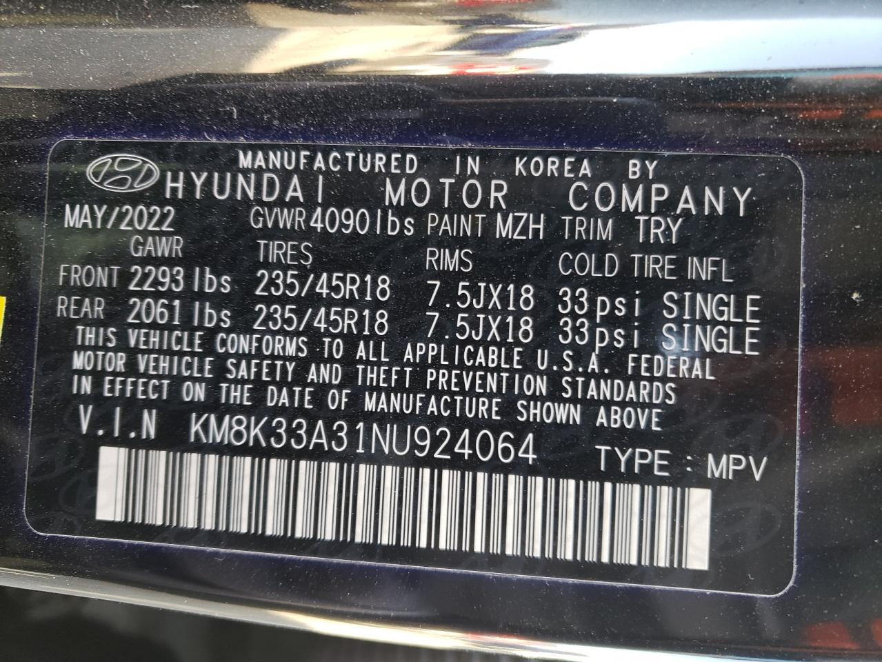 Photo 11 VIN: KM8K33A31NU924064 - HYUNDAI KONA 