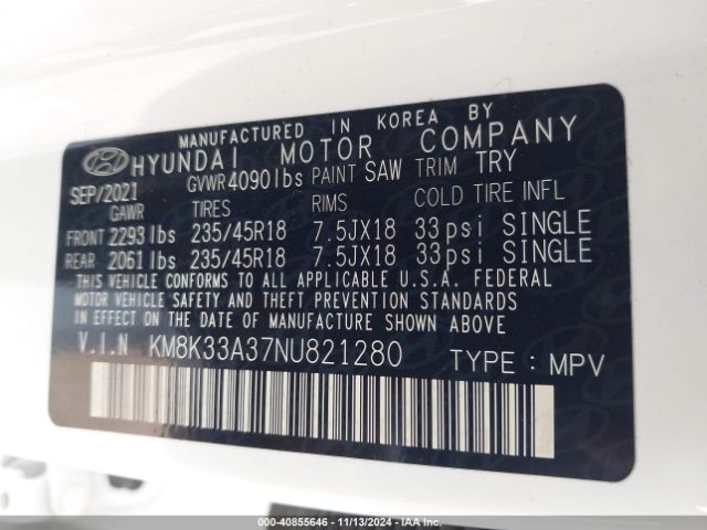 Photo 8 VIN: KM8K33A37NU821280 - HYUNDAI KONA 