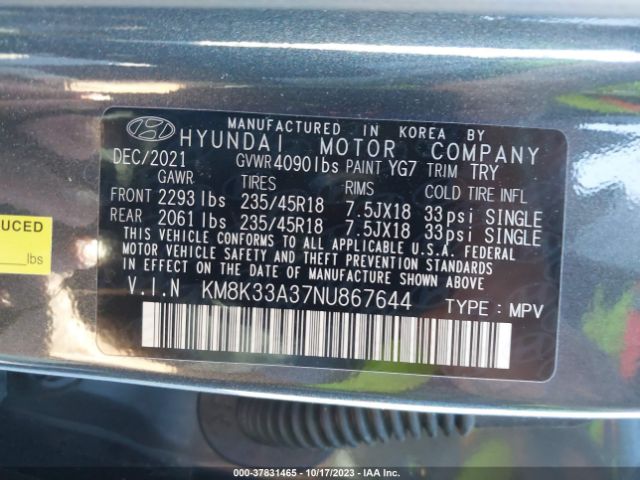 Photo 8 VIN: KM8K33A37NU867644 - HYUNDAI KONA 