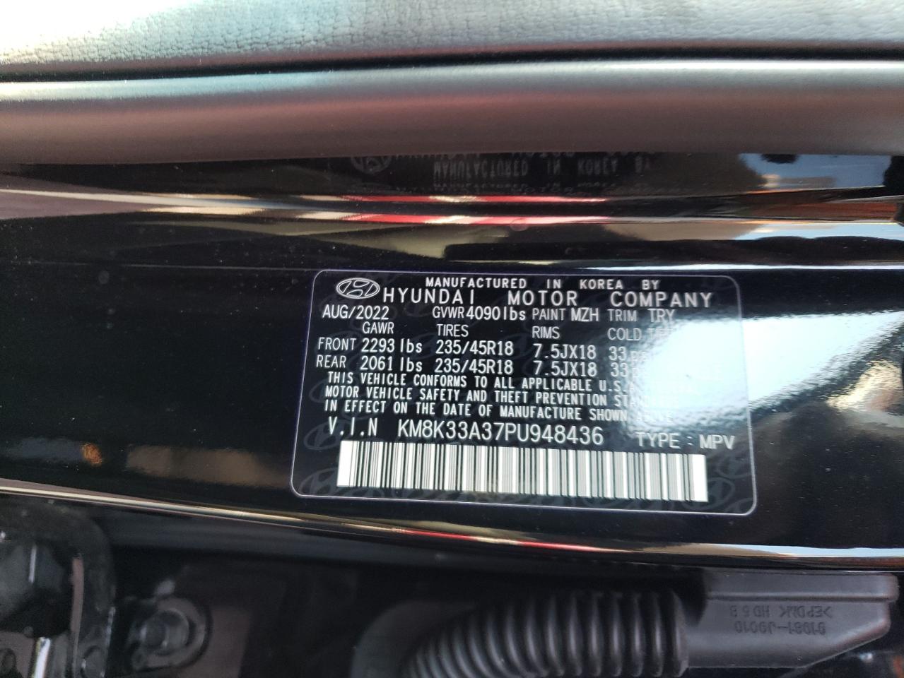 Photo 12 VIN: KM8K33A37PU948436 - HYUNDAI KONA 