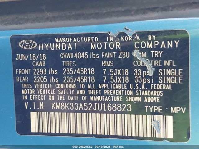 Photo 8 VIN: KM8K33A52JU168823 - HYUNDAI KONA 