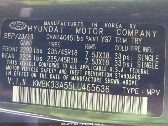 Photo 8 VIN: KM8K33A55LU465636 - HYUNDAI KONA 