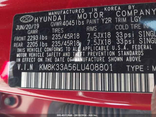 Photo 8 VIN: KM8K33A56LU408801 - HYUNDAI KONA 