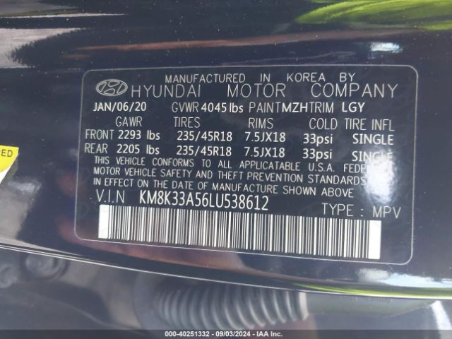 Photo 8 VIN: KM8K33A56LU538612 - HYUNDAI KONA 