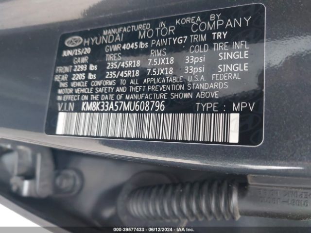 Photo 8 VIN: KM8K33A57MU608796 - HYUNDAI KONA 