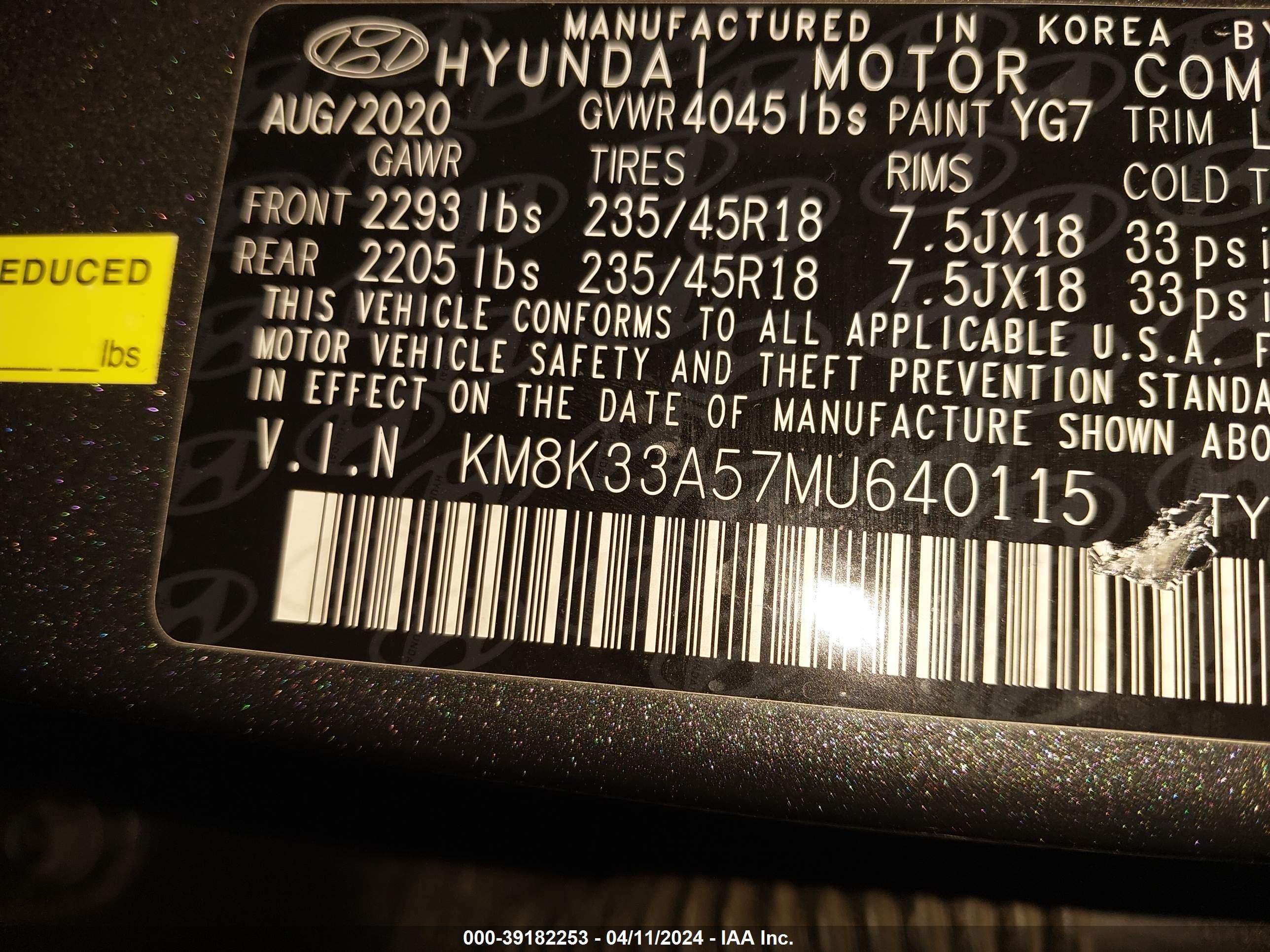 Photo 8 VIN: KM8K33A57MU640115 - HYUNDAI KONA 