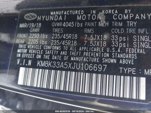 Photo 8 VIN: KM8K33A5XJU106697 - HYUNDAI KONA 